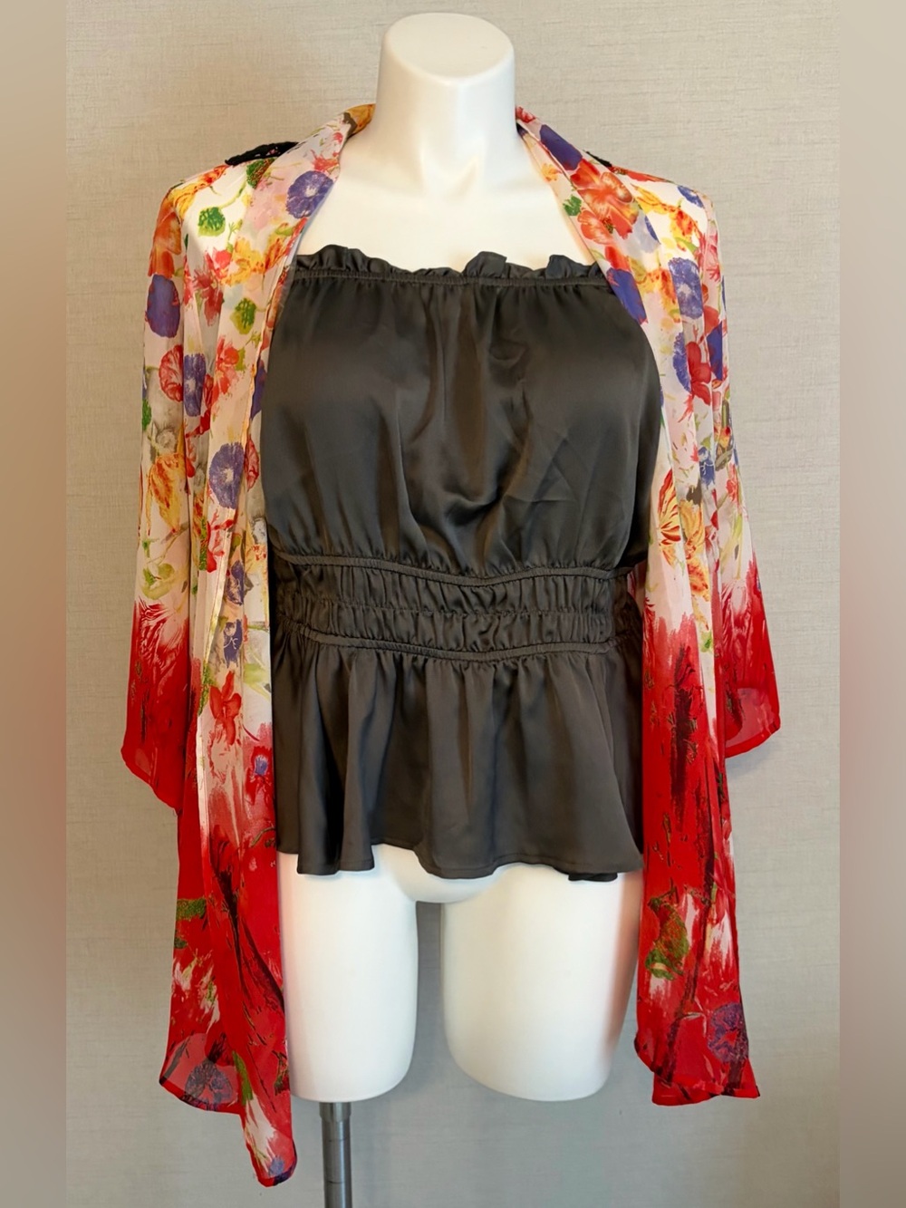 Size 2X Notations Floral Lightweight Kimono Cardigan